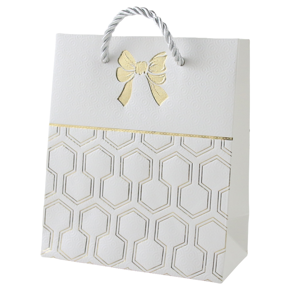 Punga cadou din hartie 12 x 14 cm cu fundita aurie Punga cadou din hartie 12 x 14 cm cu fundita aurie
