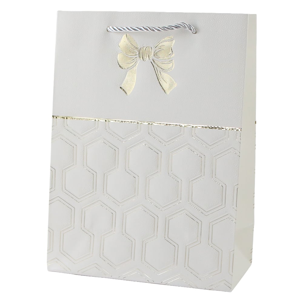 Punga cadou din hartie 18 x 24 cm cu fundita aurie Punga cadou din hartie 18 x 24 cm cu fundita aurie