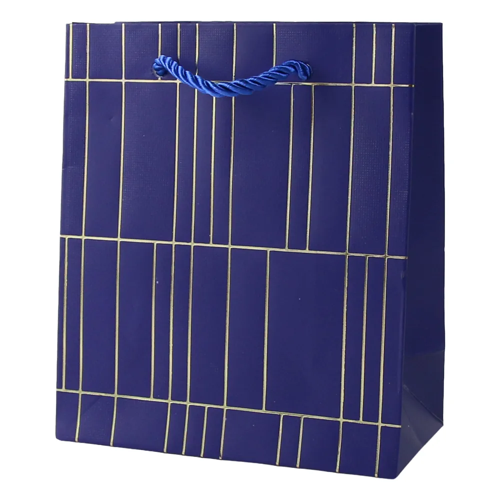 Punga cadou din hartie 12 x 14 cm cu linii aurii