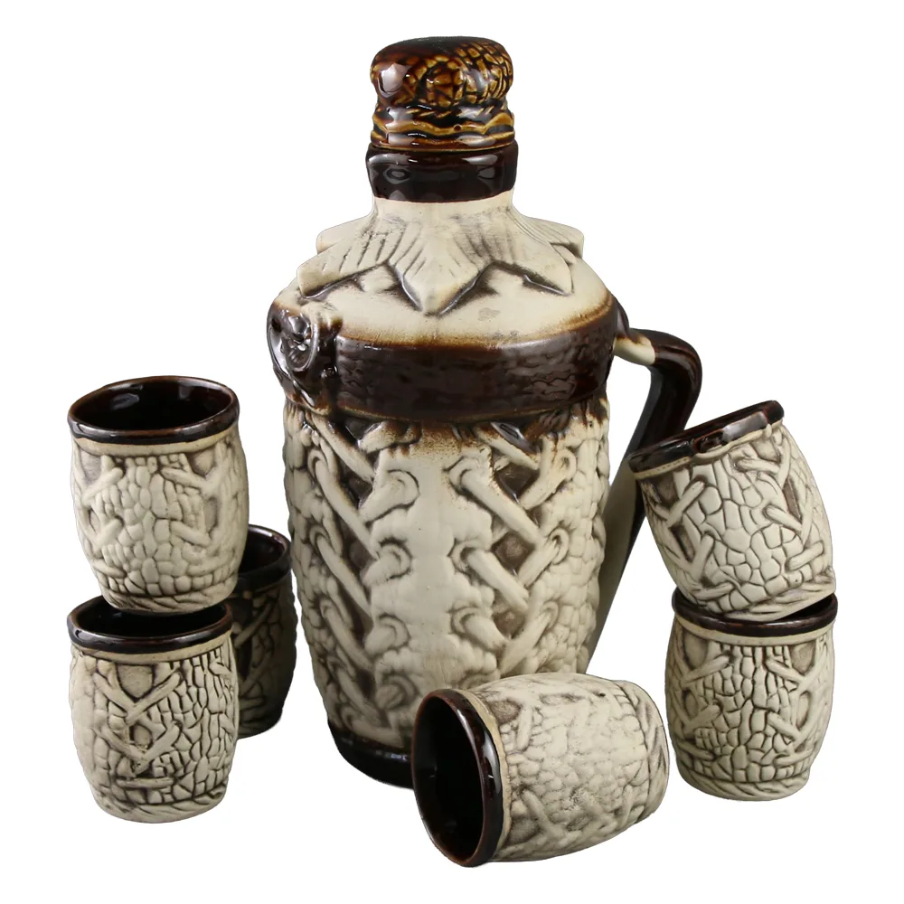 Set carafa din ceramica cu 6 pahare si carafa Zveda Set carafa din ceramica cu 6 pahare si carafa Zveda