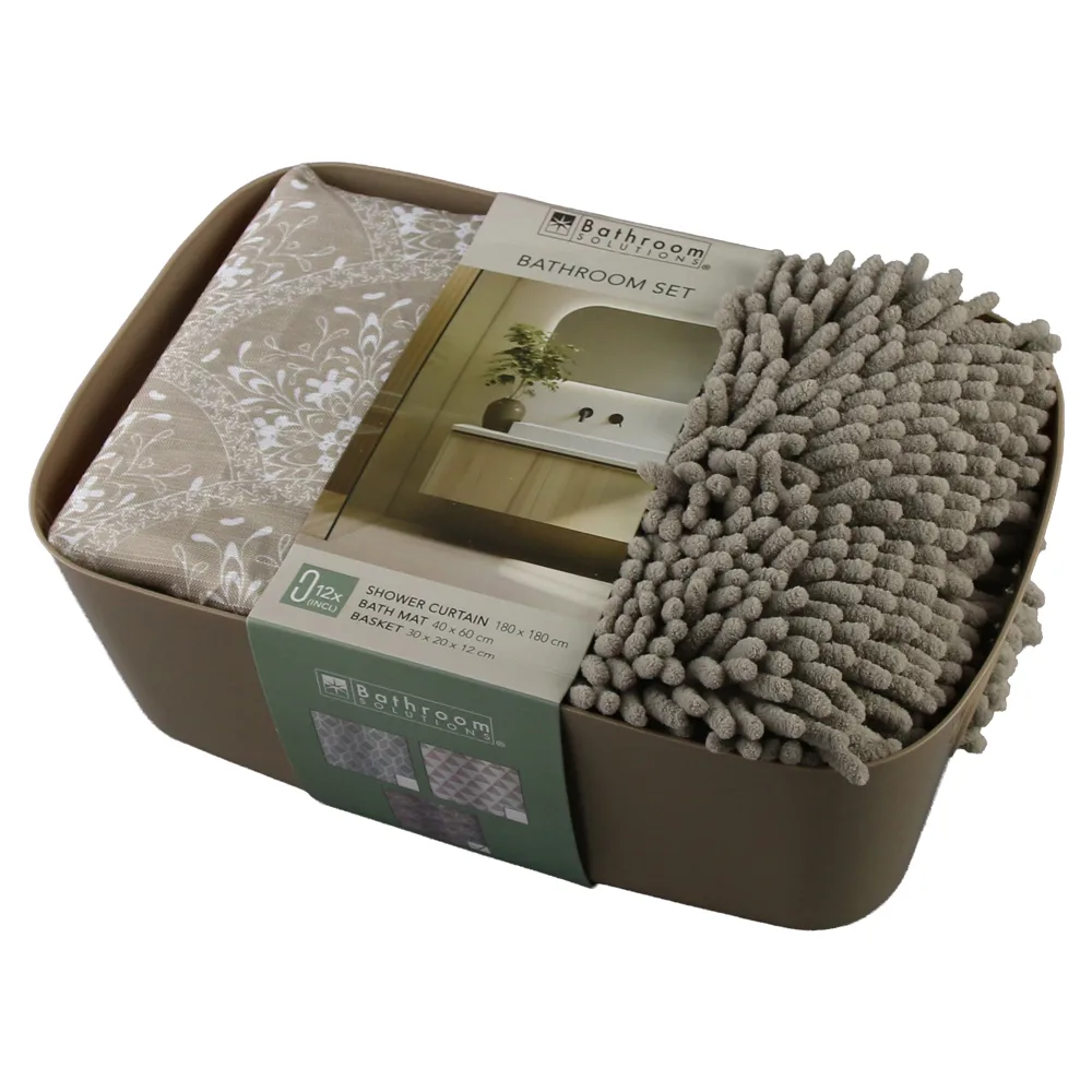 Set baie cu perdea de dus cu 12 inele din plastic