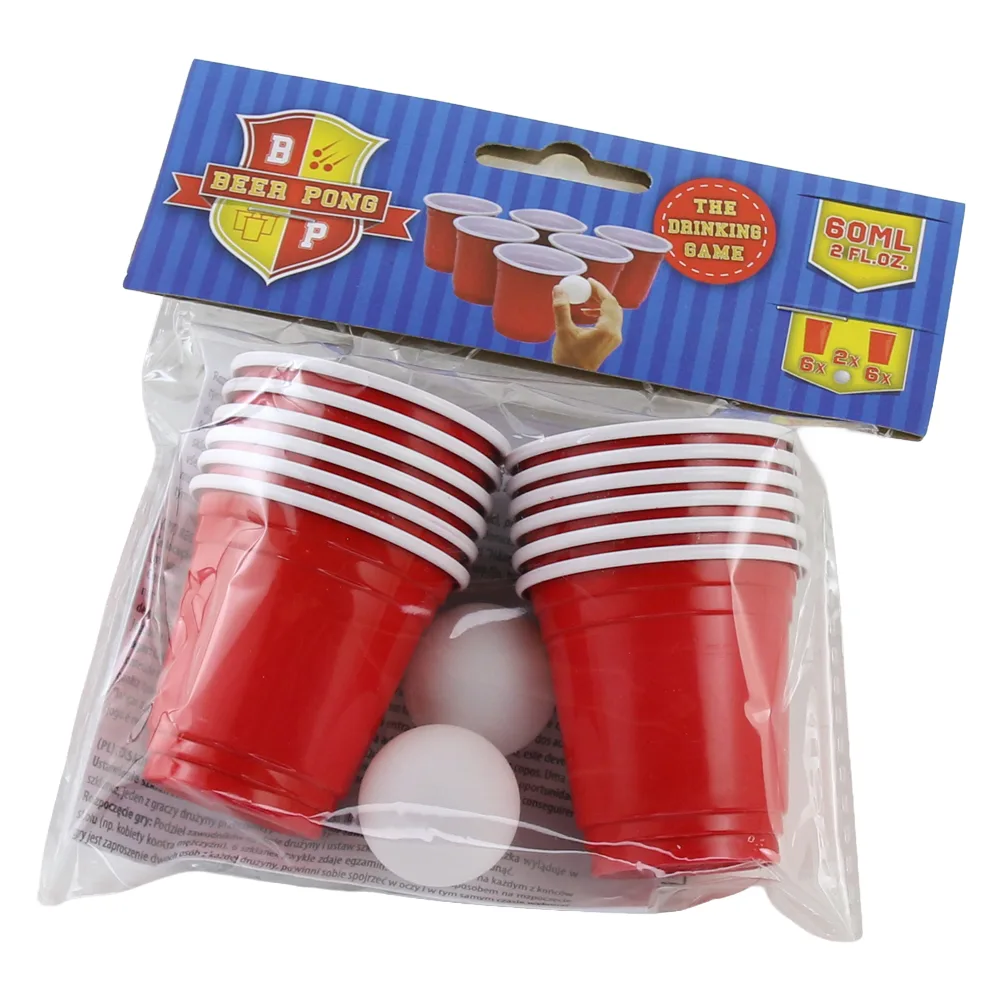 Set mini joc de baut Beer Pong din plastic 14 piese Set mini joc de baut Beer Pong din plastic 14 piese