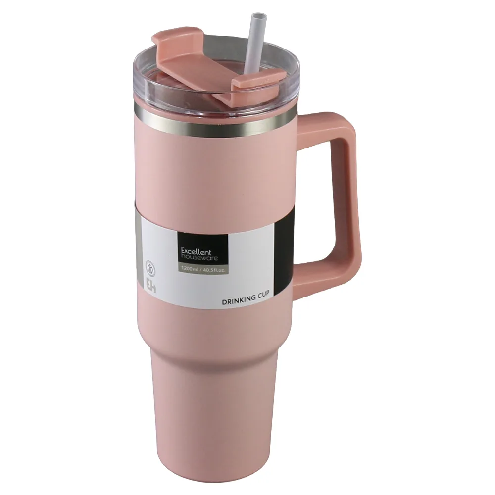 Cana din inox cu capac si pai 1200 ml Excellent Houseware Cana din inox cu capac si pai 1200 ml Excellent Houseware
