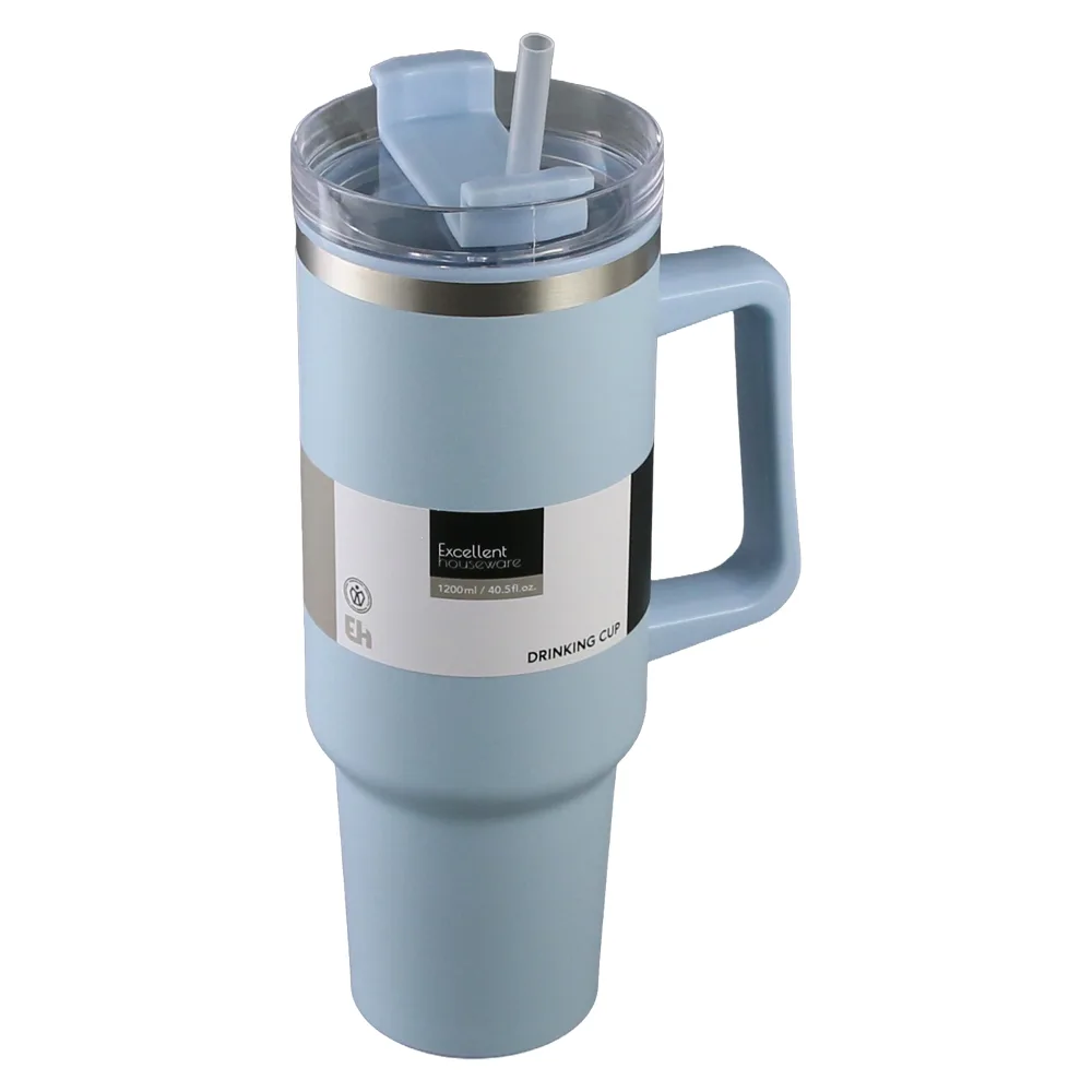 Cana din inox cu capac si pai 1200 ml Excellent Houseware Cana din inox cu capac si pai 1200 ml Excellent Houseware