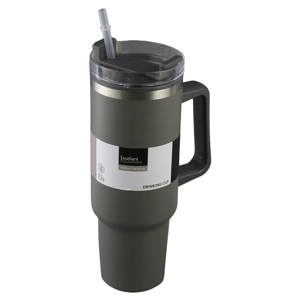 Cana din inox cu capac si pai 1200 ml Excellent Houseware Cana din inox cu capac si pai 1200 ml Excellent Houseware