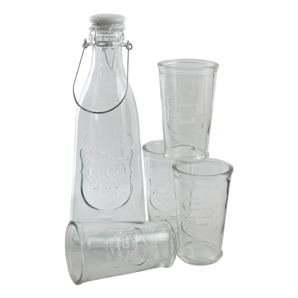 Sticla cu dop tip agrafa si 4 pahare 1000 ml Excellent Houseware