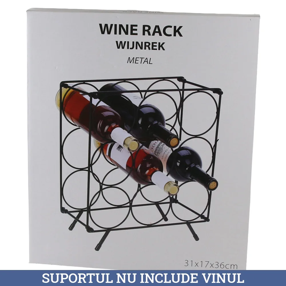 Suport metalic pentru 9 sticle de vin 31 x 17 x 36 cm Excellent Houseware