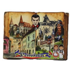 Magnet de frigider din placaj "Romania" 8.5 x 6 cm