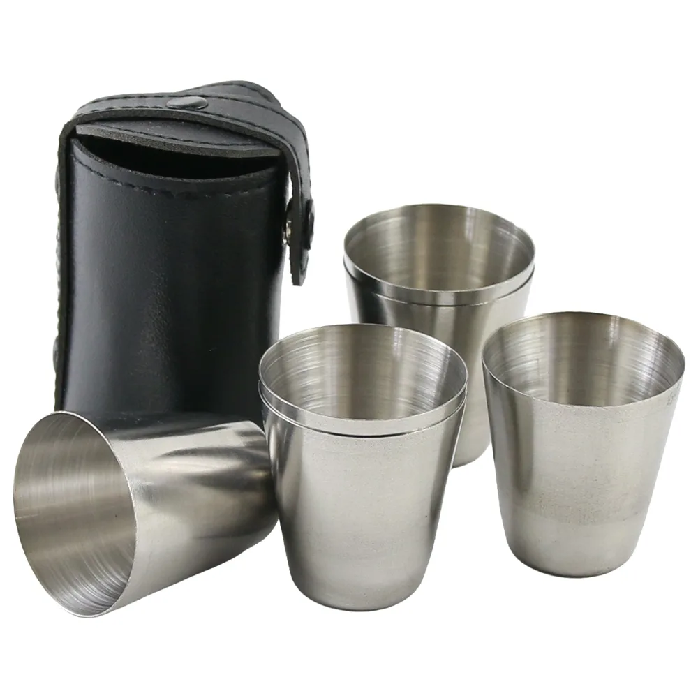 Set 6 pahare pentru tarie din inox cu husa Set 6 pahare pentru tarie din inox cu husa