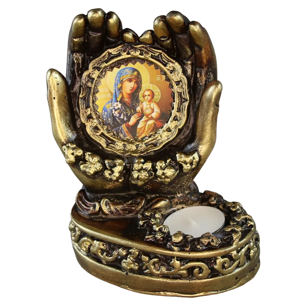 Candela decorativa din ipsos cu icoana Maicii Domnului 12.5 x 18 cm Candela decorativa din ipsos cu icoana Maicii Domnului 12.5 x 18 cm