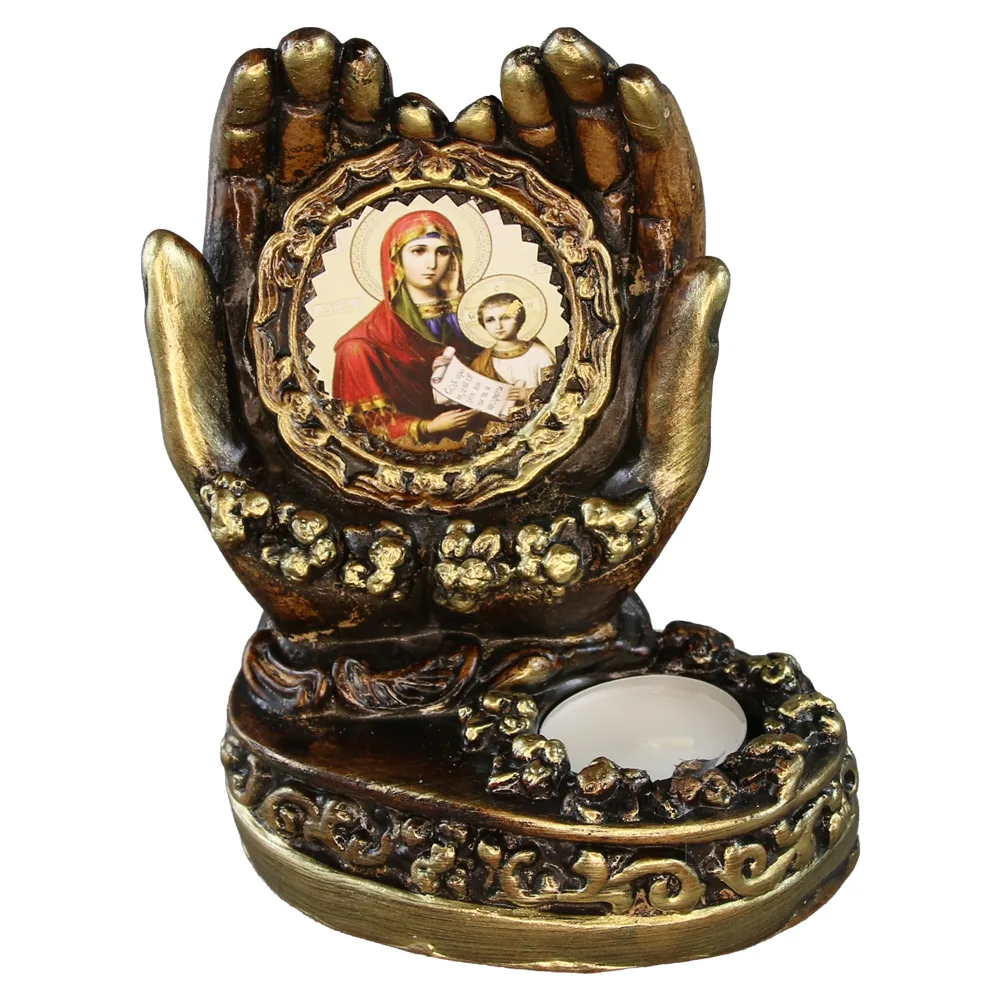 Candela decorativa din ipsos cu icoana Maicii Domnului 12.5 x 18 cm Candela decorativa din ipsos cu icoana Maicii Domnului 12.5 x 18 cm