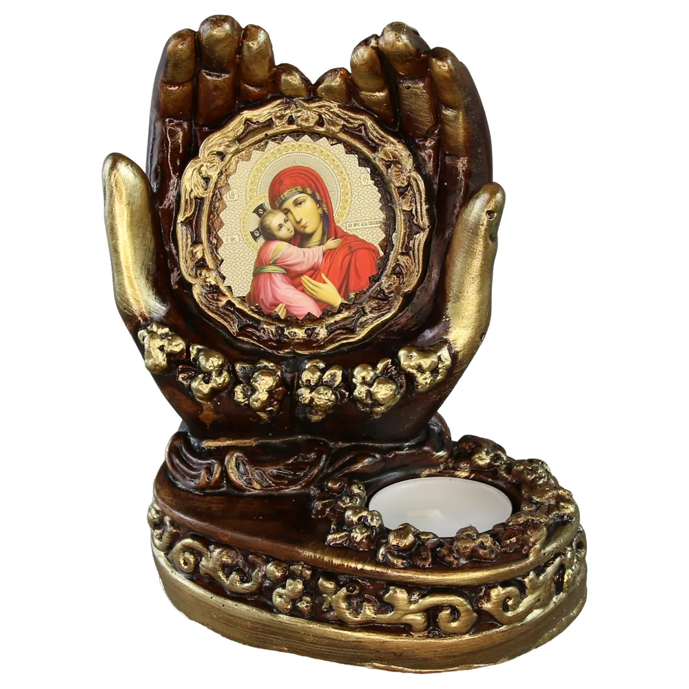 Candela decorativa din ipsos cu icoana Maicii Domnului 12.5 x 18 cm Candela decorativa din ipsos cu icoana Maicii Domnului 12.5 x 18 cm