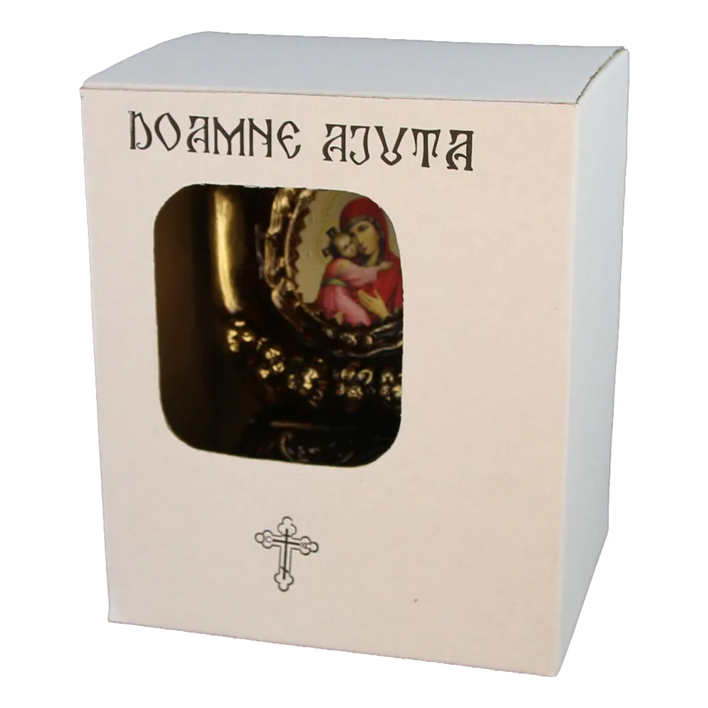 Candela decorativa din ipsos cu icoana Maicii Domnului 12.5 x 18 cm Candela decorativa din ipsos cu icoana Maicii Domnului 12.5 x 18 cm