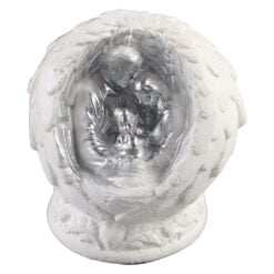Statueta din ipsos Sfanta Familie in aripi de inger 7 x 8 cm auriu / alb