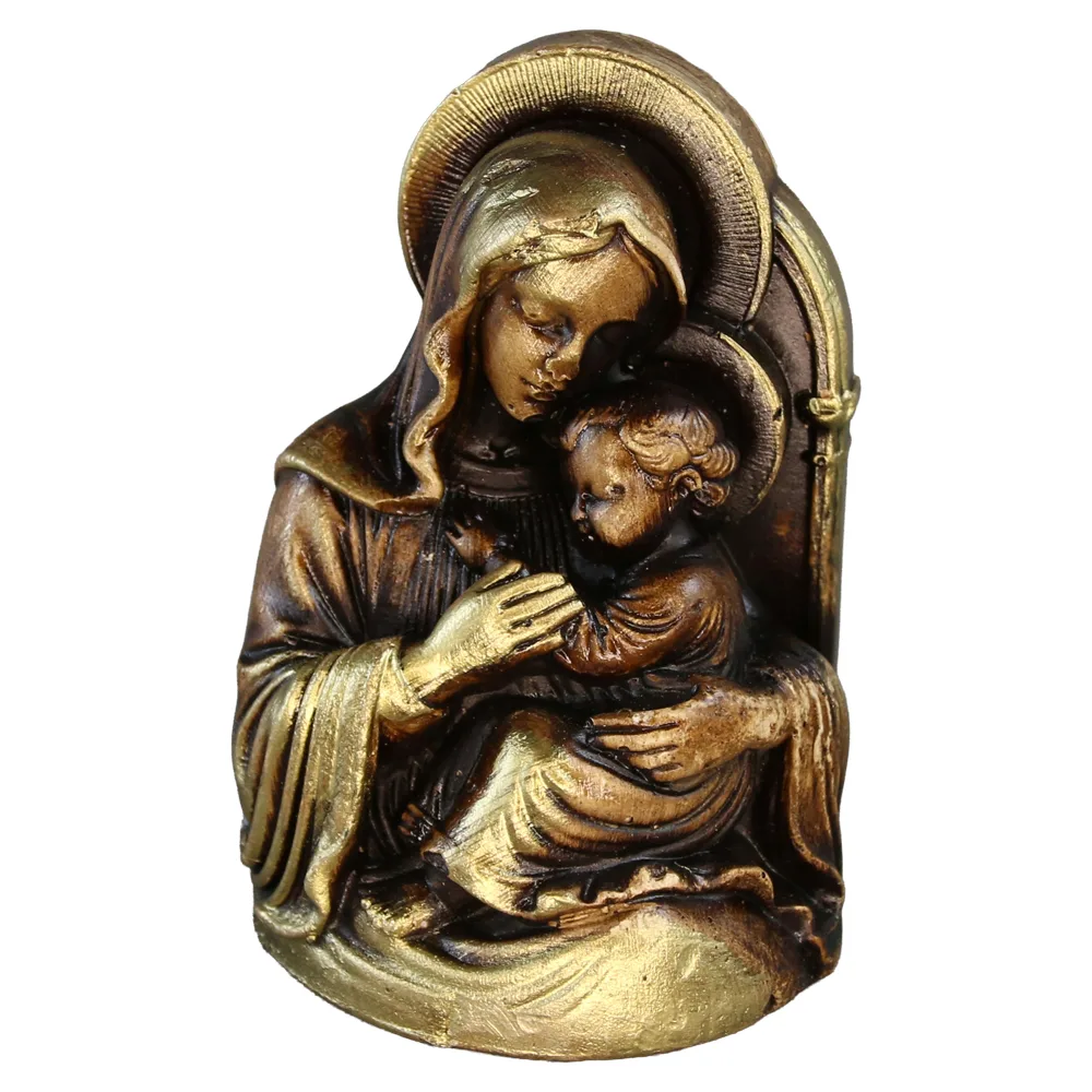 Statueta din ipsos Sfanta Maria cu Pruncul 6.5 x 10 cm auriu / alb Statueta din ipsos Sfanta Maria cu Pruncul 6.5 x 10 cm auriu / alb