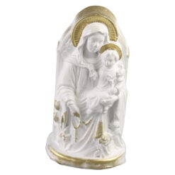 Statueta din ipsos Sfanta Maria cu Pruncul 5 x 10 cm auriu / alb