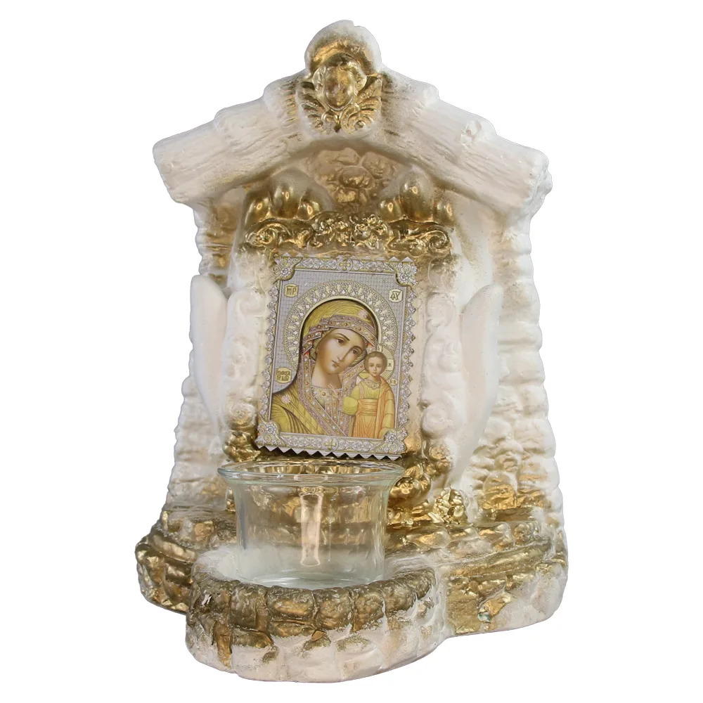 Candela decorativa din ipsos cu icoana Maicii Domnului 16 x 22 cm Candela decorativa din ipsos cu icoana Maicii Domnului 16 x 22 cm