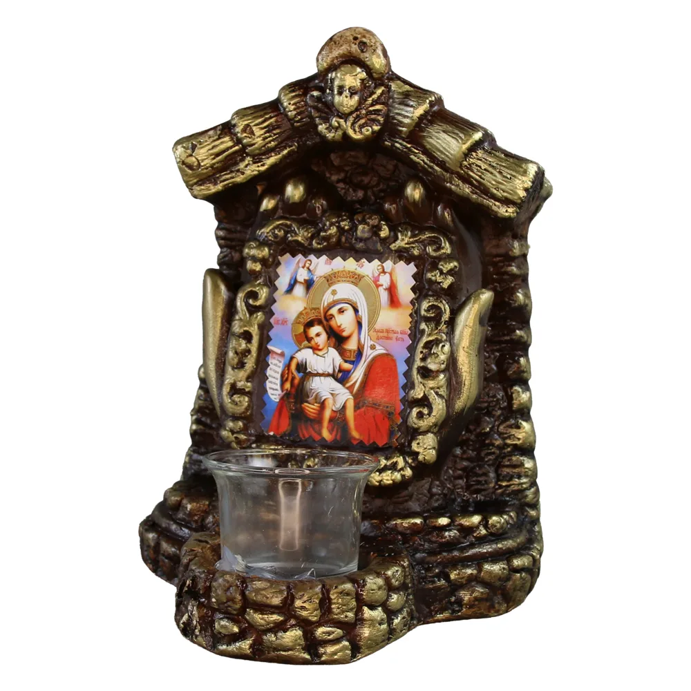 Candela decorativa din ipsos cu icoana Maicii Domnului 16 x 22 cm Candela decorativa din ipsos cu icoana Maicii Domnului 16 x 22 cm