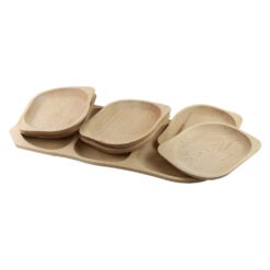 Platou compartimentat din lemn cu 6 tavi 63 x 27 / 23 x 19 cm