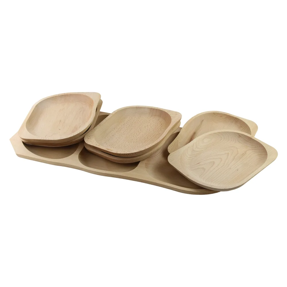 Platou compartimentat din lemn cu 6 tavi 63 x 27 / 23 x 19 cm Platou compartimentat din lemn cu 6 tavi 63 x 27 / 23 x 19 cm