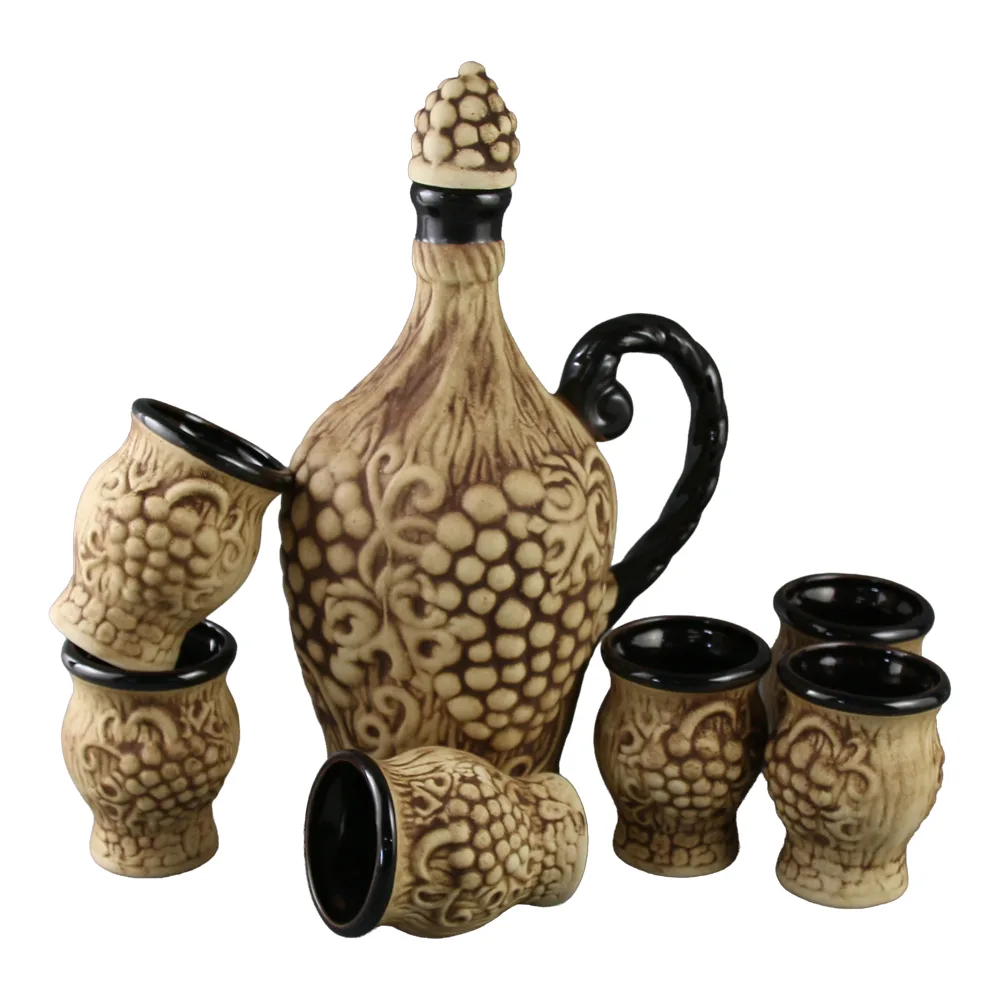 Set carafa din ceramica cu 6 pahare Muscat
