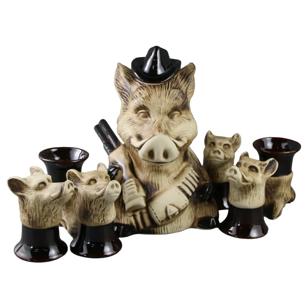 Set carafa din ceramica cu 6 pahare Mistret Set carafa din ceramica cu 6 pahare Mistret
