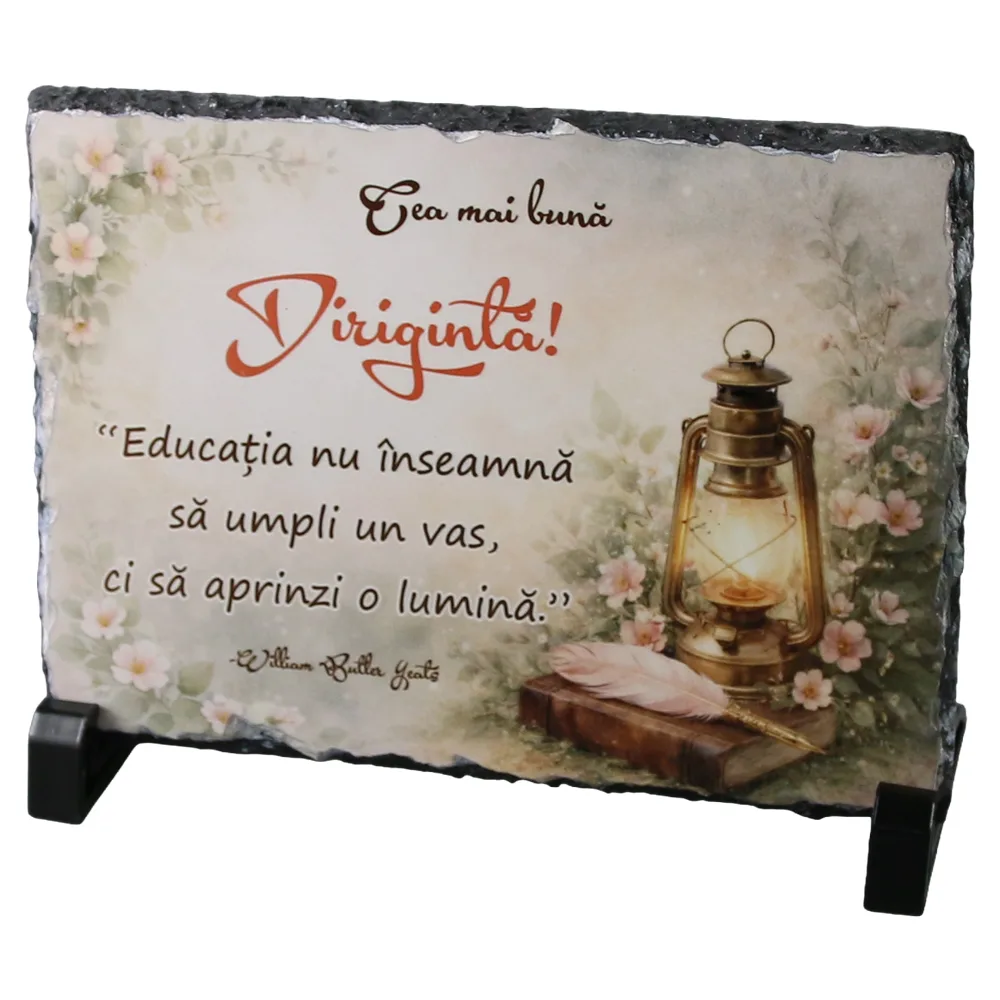 Placa din ardezie "Cea mai buna Diriginta..." 19 x 14 cm cu suporturi din plastic Placa din ardezie "Cea mai buna Diriginta..." 19 x 14 cm cu suporturi din plastic