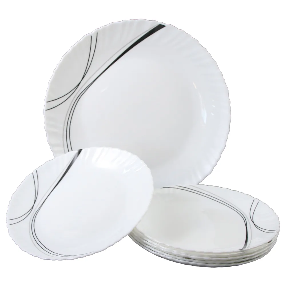 Set 7 farfurii pentru desert din sticla opal 6 x 19 cm + 1 x 26 cm Gupan