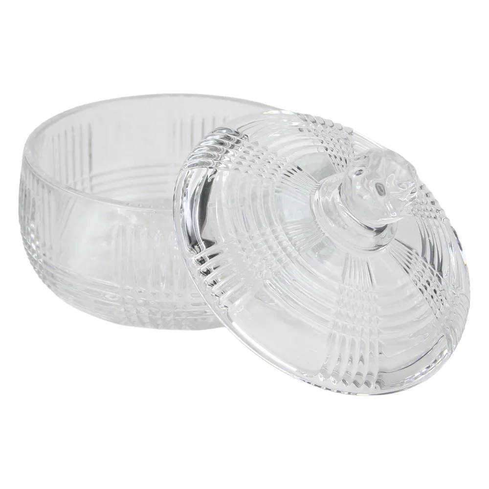 Bomboniera din sticla cu capac 11 x 5/11 cm Bomboniera din sticla cu capac 11 x 5/11 cm