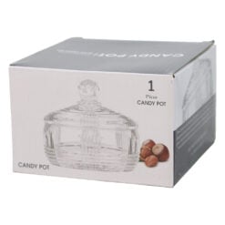 Bomboniera din sticla cu capac 11 x 5/11 cm