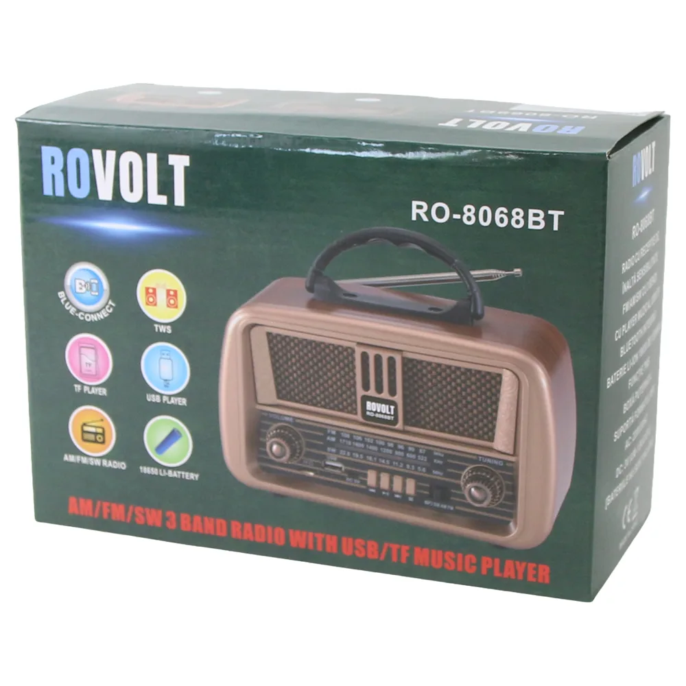 Radio portabil retro Rovolt NS-8068BT cu Bluetooth