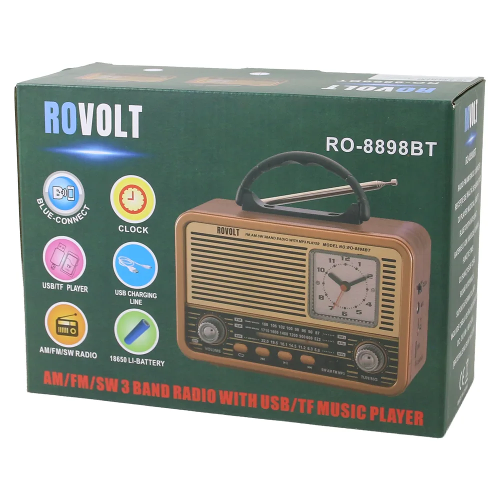 Radio portabil retro Rovolt NS-8898BT cu Bluetooth
