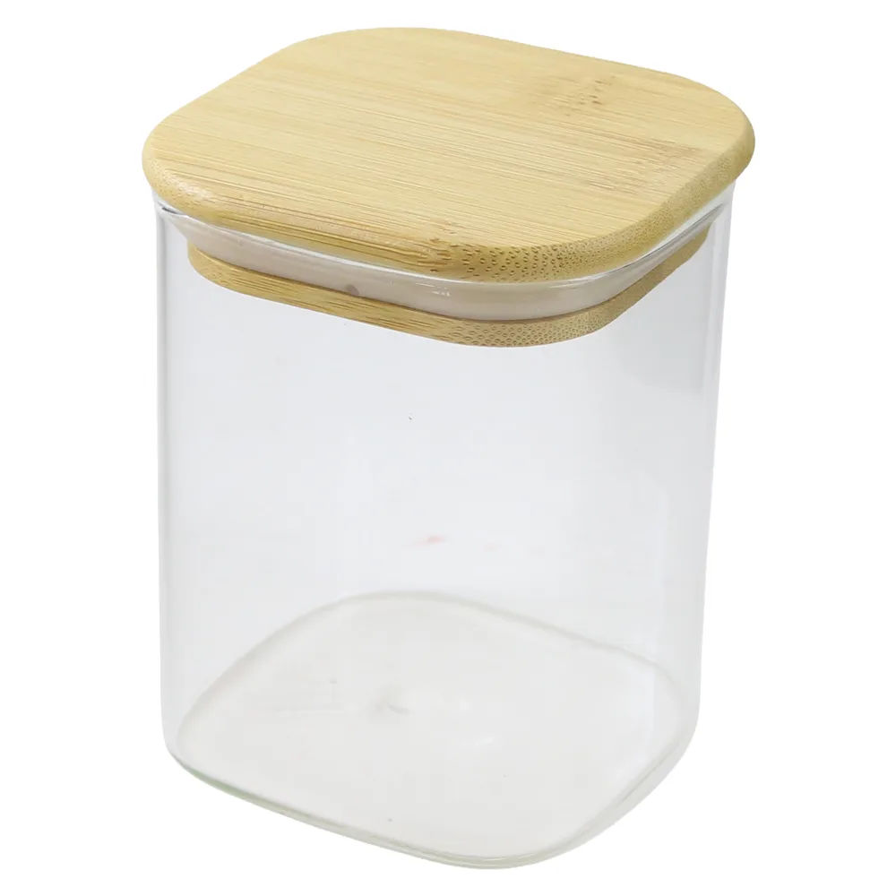 Recipient pentru condimente din sticla cu capac din bambus 8 x 10.5 cm Recipient pentru condimente din sticla cu capac din bambus 8 x 10.5 cm