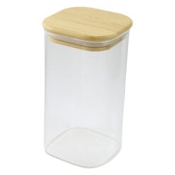 Recipient pentru condimente din sticla cu capac din bambus 8 x 15.5 cm