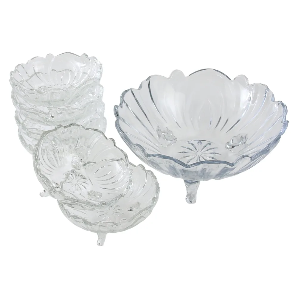 Set 7 boluri din sticla cu talpa 12 /22 cm Delisoga Set 7 boluri din sticla cu talpa 12 /22 cm Delisoga