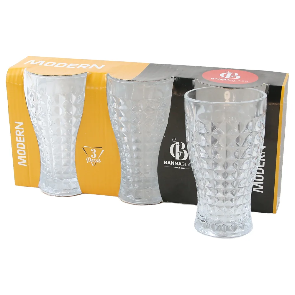 Set 3 pahare din sticla Modern 200 ml
