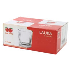 Set 6 pahare din sticla 220 ml Laura red apple