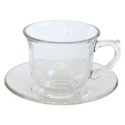 Set 6 cesti din sticla cu farfurii 200 ml Delisoga