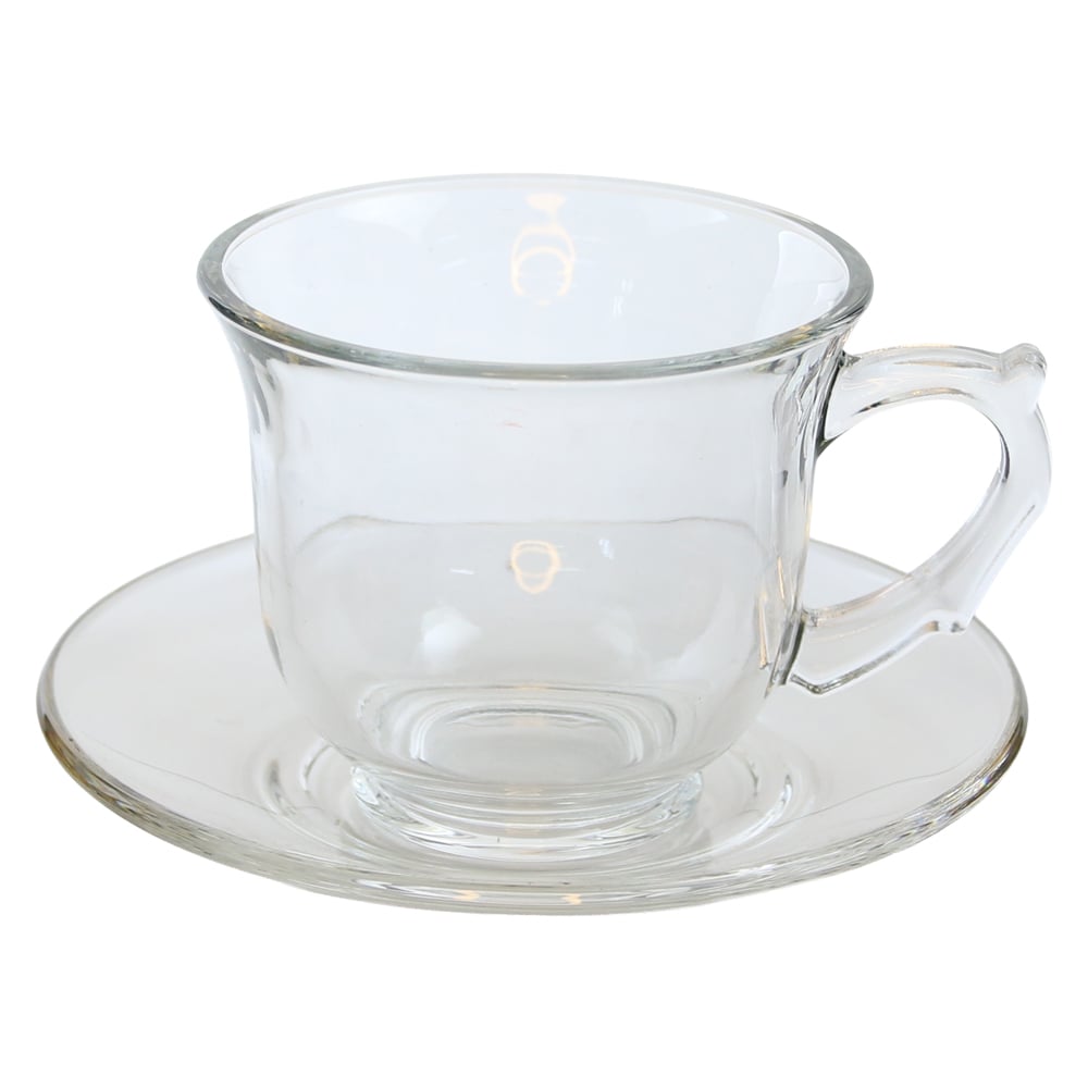 Set 6 cesti din sticla cu farfurii 200 ml Delisoga Set 6 cesti din sticla cu farfurii 200 ml Delisoga
