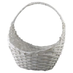 Cos din rachita alba pentru aranjamente florale 36 x 25 x 14 / 41 cm