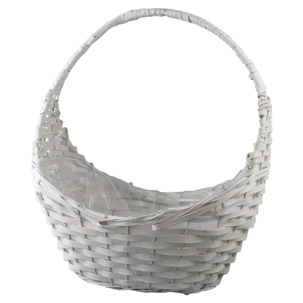 Cos din rachita alba pentru aranjamente florale 36 x 25 x 14 / 41 cm
