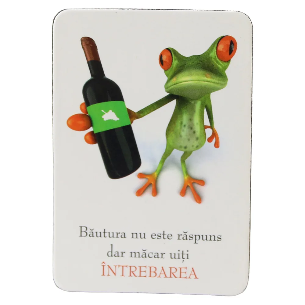Magnet de frigider din plastic "Bautura nu este raspuns..." 5.5 x 8 cm Magnet de frigider din plastic "Bautura nu este raspuns..." 5.5 x 8 cm