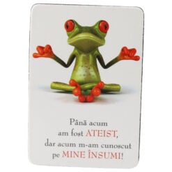 Magnet de frigider din plastic "Pana acum am fost ateist..." 5.5 x 8 cm