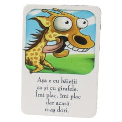 Magnet de frigider din plastic "Asa e cu baietii ca si cu girafele..." 5.5 x 8 cm