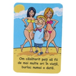Magnet de frigider din plastic "Om casatorit poti sa fii..." 5.5 x 8 cm