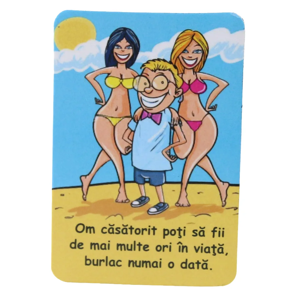 Magnet de frigider din plastic "Om casatorit poti sa fii..." 5.5 x 8 cm Magnet de frigider din plastic "Om casatorit poti sa fii..." 5.5 x 8 cm