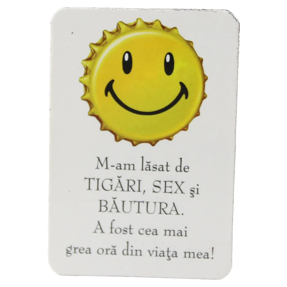 Magnet de frigider din plastic "M-am lasat de tigari..." 5.5 x 8 cm Magnet de frigider din plastic "M-am lasat de tigari..." 5.5 x 8 cm