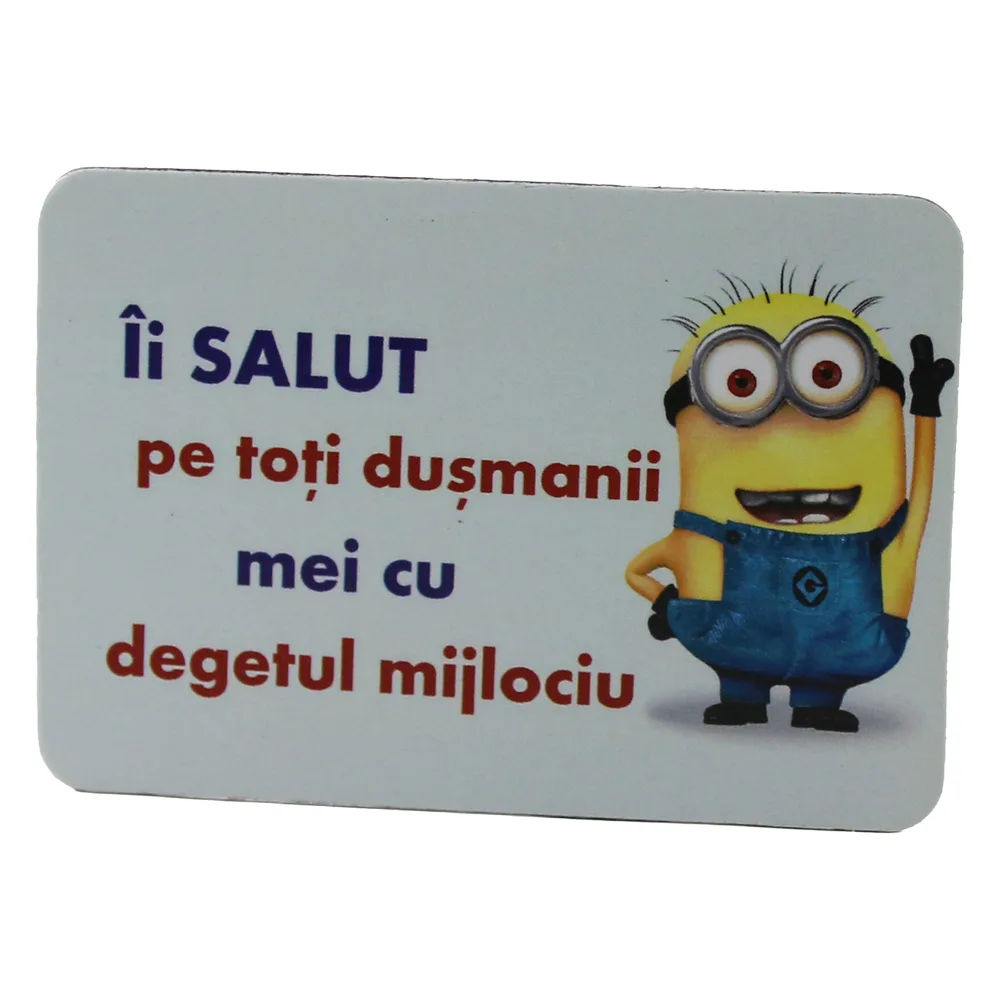 Magnet de frigider din plastic "Ii salut pe toti dusmanii mei..." 5.5 x 8 cm Magnet de frigider din plastic "Ii salut pe toti dusmanii mei..." 5.5 x 8 cm