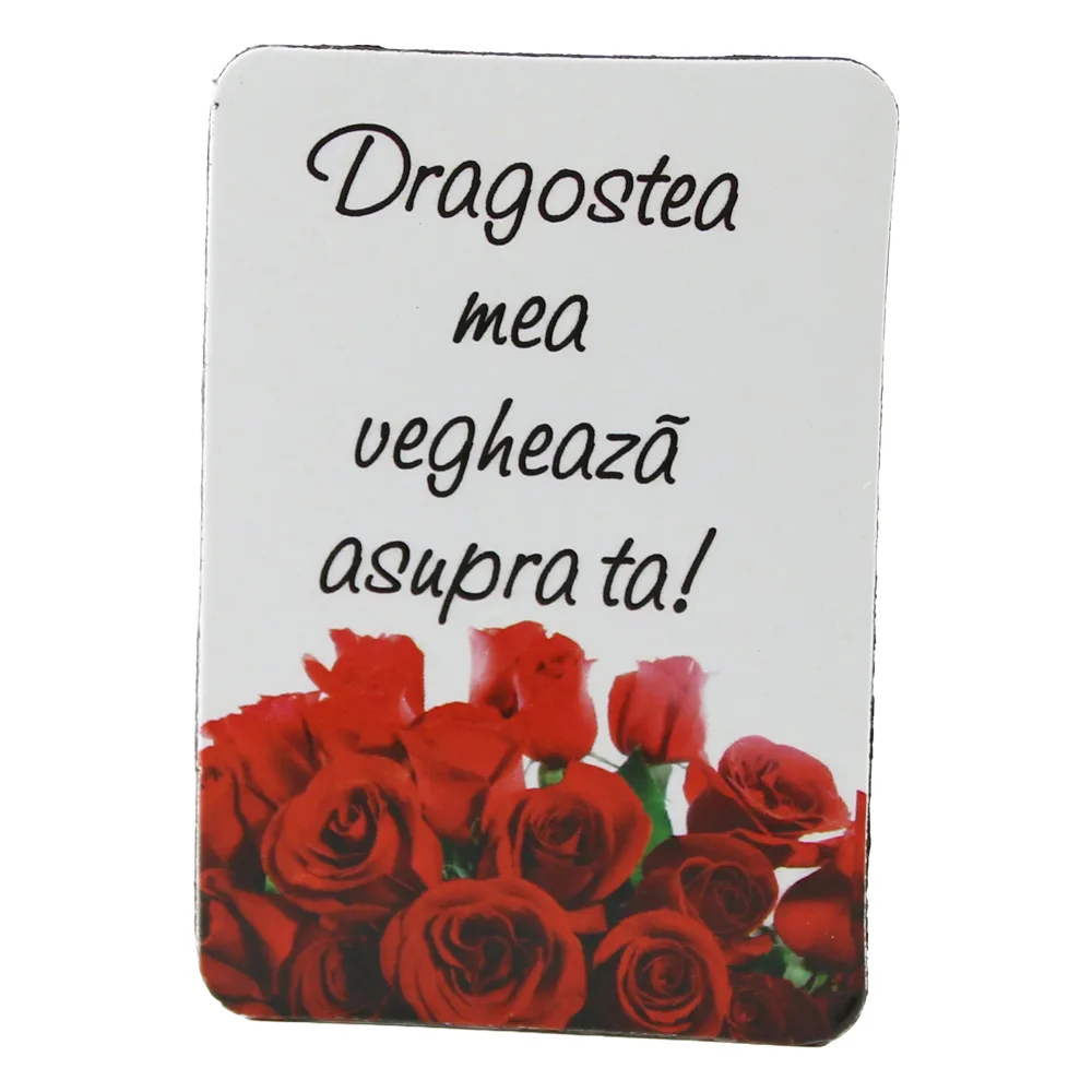 Magnet de frigider din plastic "Dragostea mea vegheaza..." 5.5 x 8 cm Magnet de frigider din plastic "Dragostea mea vegheaza..." 5.5 x 8 cm