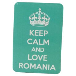 Magnet de frigider din plastic "Keep calm and love Romania" 5.5 x 8 cm